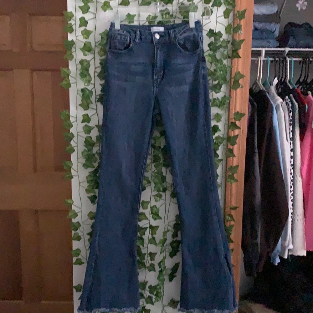 high rise flare jeans